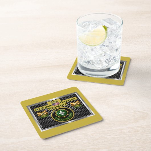 2. Armored Cavalry Regiment "Always Ready" Rechteckiger Pappuntersetzer (Vor Ort)