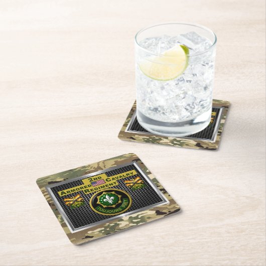 2. Armored Cavalry Regiment "Always Ready" Rechteckiger Pappuntersetzer (Vor Ort)