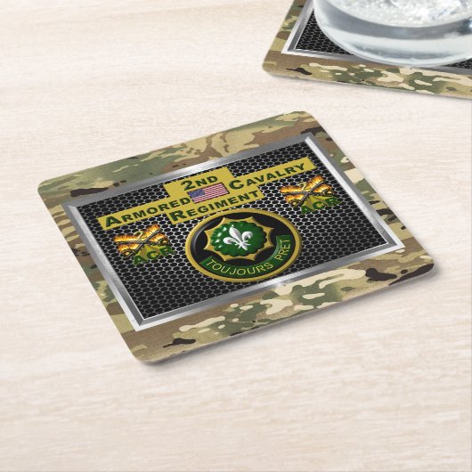 2. Armored Cavalry Regiment "Always Ready" Rechteckiger Pappuntersetzer (angewinkelt)
