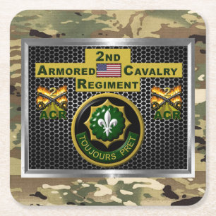 2. Armored Cavalry Regiment "Always Ready" Rechteckiger Pappuntersetzer