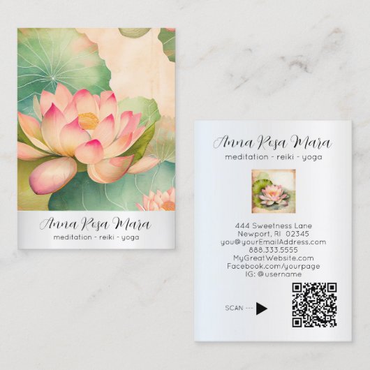 *~* 2 Art Lotus PHOTO Nature Flowers QR AP67 Visitenkarte (Vorne/Hinten)