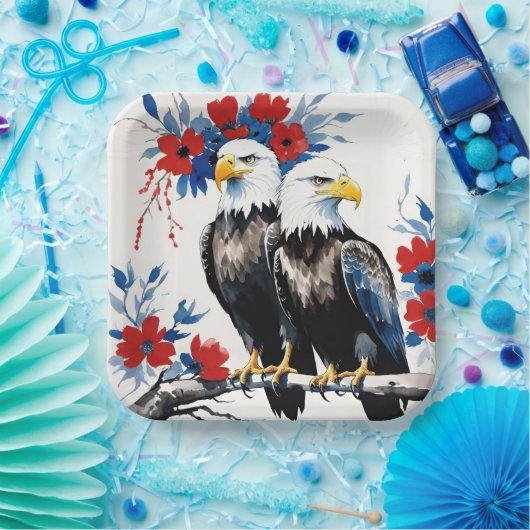 2 Auf einer Zweigniederlassung Stehende Regal Amer Pappteller (Party)