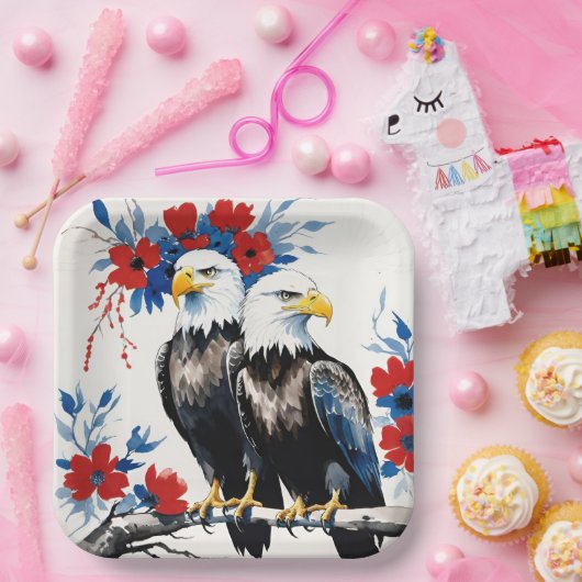 2 Auf einer Zweigniederlassung Stehende Regal Amer Pappteller (Party)