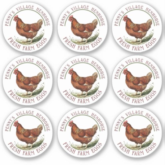 2" Aufkleber aus Ei aus Kunststoff mit Hen (Vorderseite)