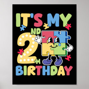 2. Autismus Geburtstagsparty 2 Jahre alter Autisti Poster