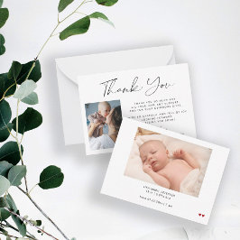 2 Baby-Fotos einfache, elegante Drehbuch danke Mitteilungskarte