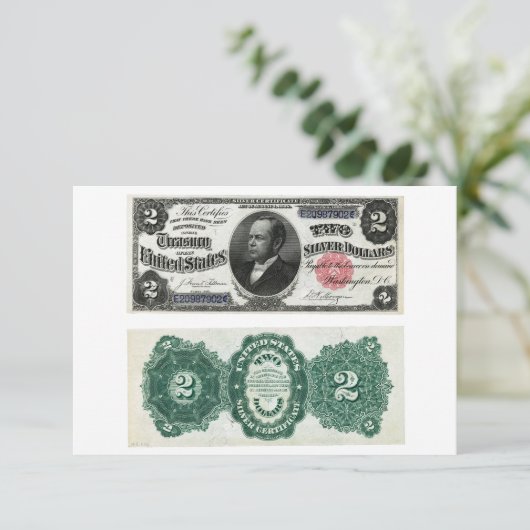 $2 Banknote Silver Certificate Series 1891 Einladung (Stehend Vorderseite)