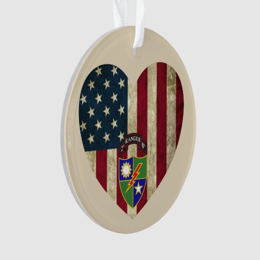 2. Bataillon 75. Ranger Reg American Heart Flag Ornament (Vorderseite)