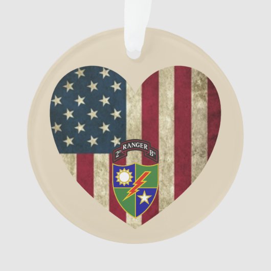 2. Bataillon 75. Ranger Reg American Heart Flag Ornament (Vorderseite)