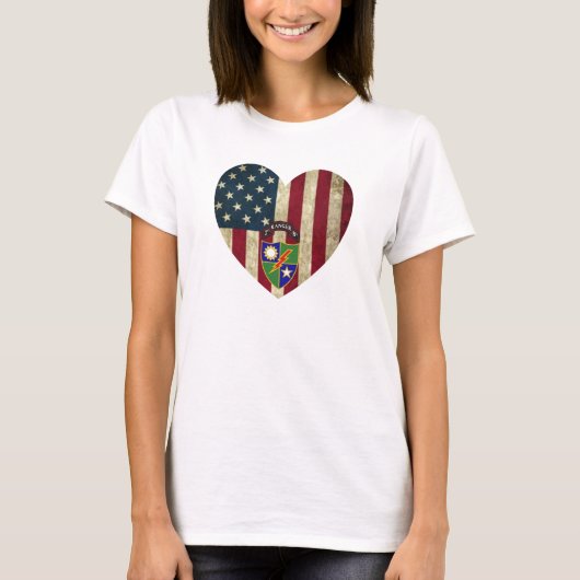 2. Bataillon 75. Ranger Reg American Heart Flag T-Shirt (Vorderseite)