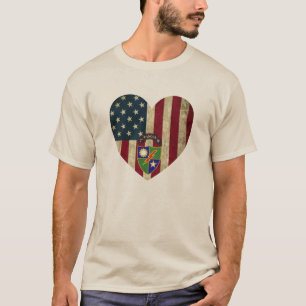 2. Bataillon 75. Ranger Reg American Heart Flag T-Shirt
