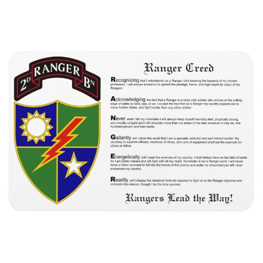 2. Bataillon - 75. Ranger Regiment Magnet 4x6 (Horizontal)