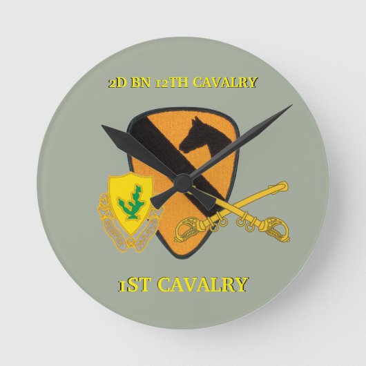 2. BATTALION 12. CAVALRY 1. CAVALRY CLOCK RUNDE WANDUHR (Vorderseite)