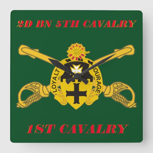 2. BATTALION 5. CAVALRY 1. CAVALRY CLOCK QUADRATISCHE WANDUHR (Vorderseite)