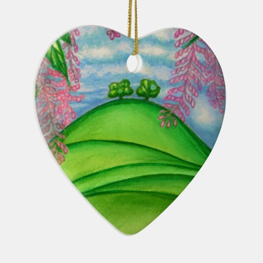 2 Bäume u. das Macadamia-Blumen-Malen Keramik Ornament (Rechts)