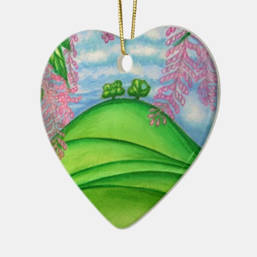 2 Bäume u. das Macadamia-Blumen-Malen Keramik Ornament (Links)