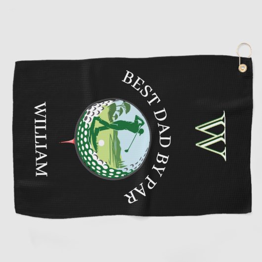 2 BESTER VATER NACH PAR NAME CUSTOM MONOGRAM GOLFHANDTUCH (Horizontal)