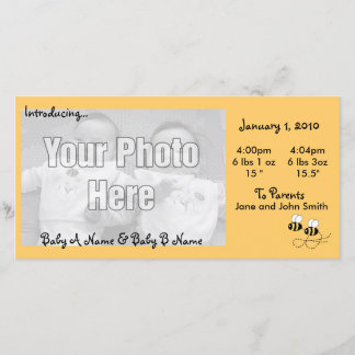 2 Bienen Twins Foto Geburtsankündigung Ankündigung