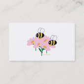 2 Bienen u. rosa Blumen zentriert Telefonnummerkarte (Rückseite)