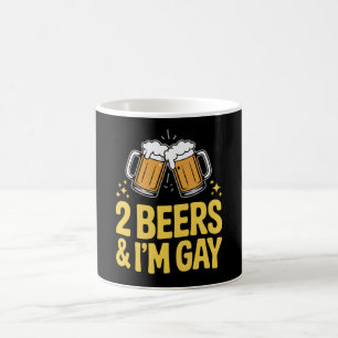 2 Biere & ich bin schwul Lustiger LGBTQ Stolz Verb Kaffeetasse