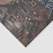 2 Bilder des alten Hauses im Holzdekoupage Seidenpapier (Ausschnitt)