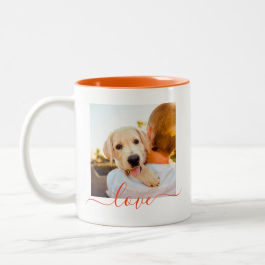 2 Bildvorlage Doppelseitige Liebe Text Orange Zweifarbige Tasse (Links)
