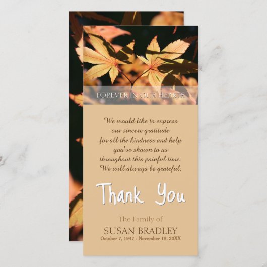 2 Blätter im Herbst Beileid Vielen Dank Dankeskarte (Vorne/Hinten)