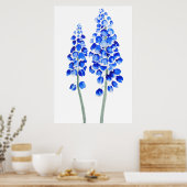 2 blaue abstrakte Traubenfarbe Hyazinthen Poster (Küche)