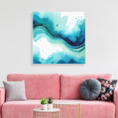 2. Blaue Aquarellblau-Splash-Kunst Leinwanddruck (Insitu (Wohnzimmer))