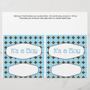 2 Blaue Baby Shower Favor Benutzerdefinierte Candy Flyer