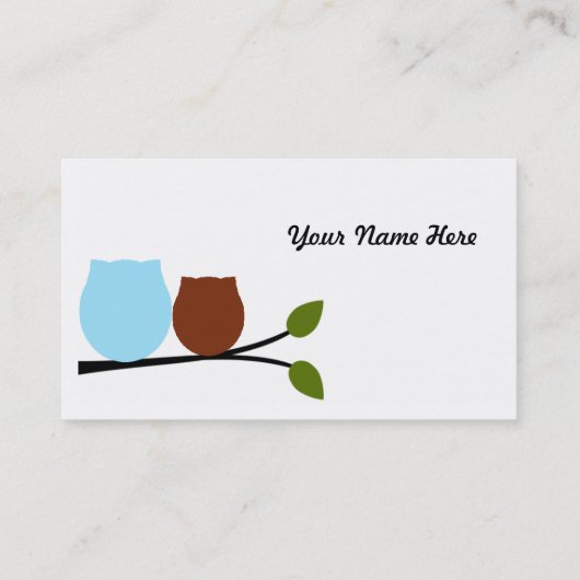 2 blaue Eulen-Visitenkarten Visitenkarte (Rückseite)