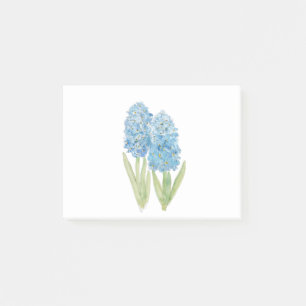 2 blaue Hyazinthen-Tinte und Aquarell Post-it Klebezettel