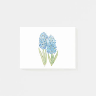 2 blaue Hyazinthen-Tinte und Aquarell Post-it Klebezettel