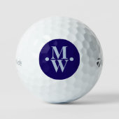 2-blaue Initialen Vertikal Mit Monogramm Moderne Golfball (Vorderseite)