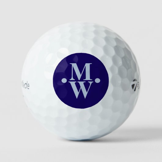 2-blaue Initialen Vertikal Mit Monogramm Moderne Golfball (Vorderseite)