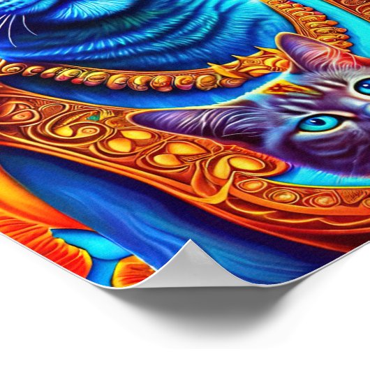 2 blaue Katzen-Abbildung Poster (Ecke)