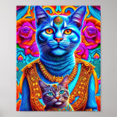 2 blaue Katzen-Abbildung Poster (Vorne)