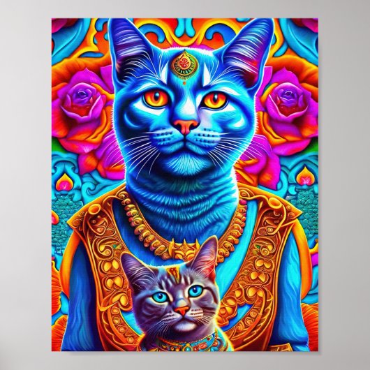2 blaue Katzen-Abbildung Poster (Vorne)