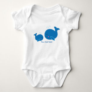 2 Blue Whales Baby Personalisiert Custom 1 Stück Strampler