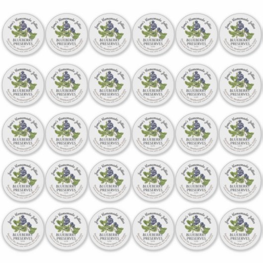 2" Blueberry Jam Mason Jar Lid Label Waterproof (Vorderseite)