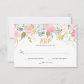 2 Blume in Rosa und Gold RSVP Karte (Vorderseite)