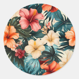 #2 Blumenmuster Runder Aufkleber