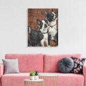 2 Boston Terrier und French Bulldog Leinwanddruck (Insitu (Wohnzimmer))
