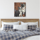 2 Boston Terrier und French Bulldog Leinwanddruck (Insitu (Schlafzimmer))