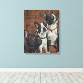 2 Boston Terrier und French Bulldog Leinwanddruck (Insitu (Holzboden))