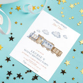 2. Boy Birthday Party Zug Wasserfarbe ZWEI Einladung