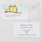 2 braune Owls Cuddling Together Watercolor Visitenkarte (Vorne/Hinten)