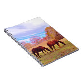 2 Braune Pferde in einem farbigen Feld Notizblock (Rechte Seite)