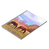 2 Braune Pferde in einem farbigen Feld Notizblock (Linke Seite)