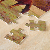 2 Braune Pferde in einem farbigen Feld Puzzle (Seite)